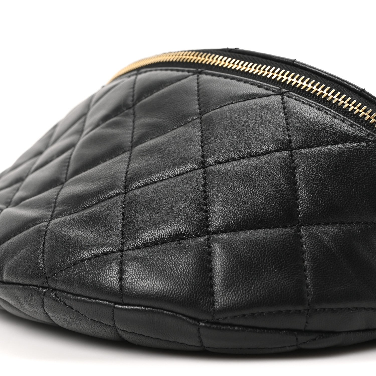 Chanel Lambskin Pearl Quilted CC Belt Bag Black