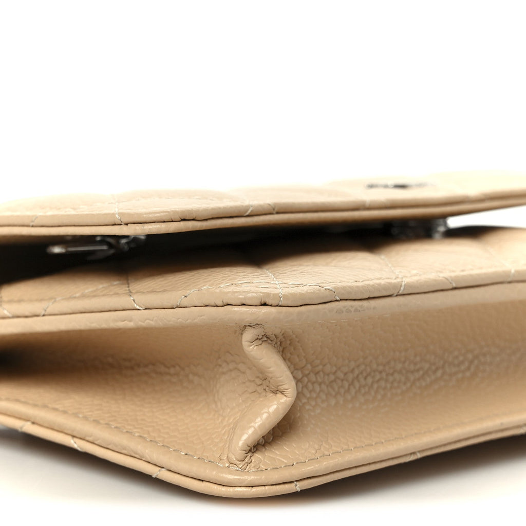 Chanel Caviar Quilted Wallet on Chain WOC Beige