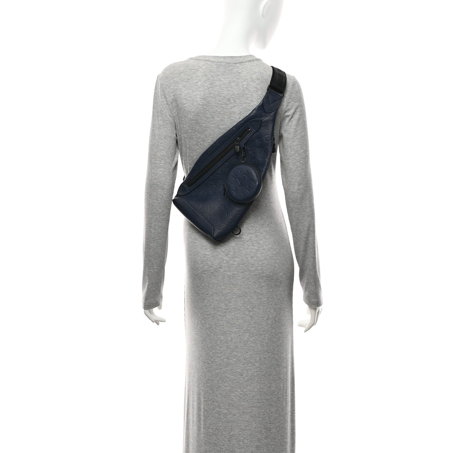 Louis Vuitton Calfskin Shadow Monogram Duo Slingbag Navy