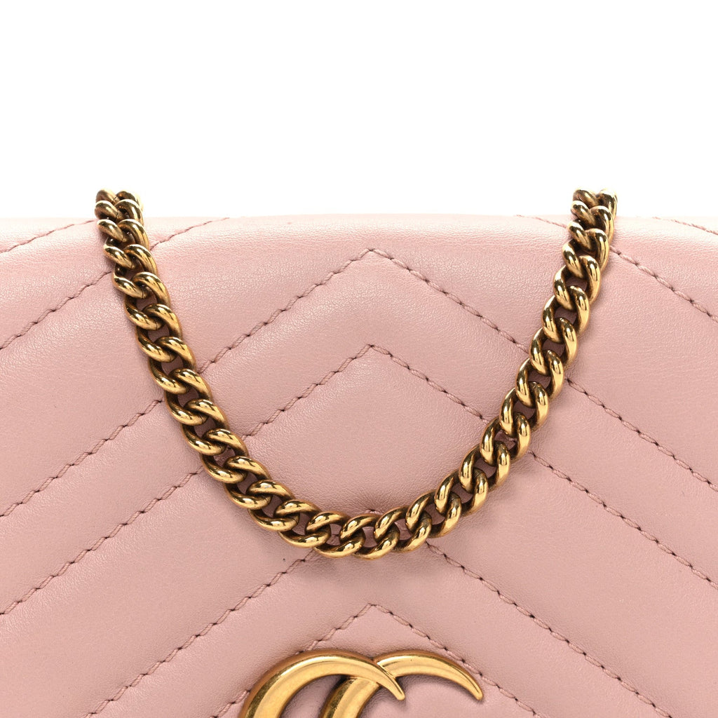 Gucci Calfskin Matelasse GG Marmont Mini Bag  Perfect Pink