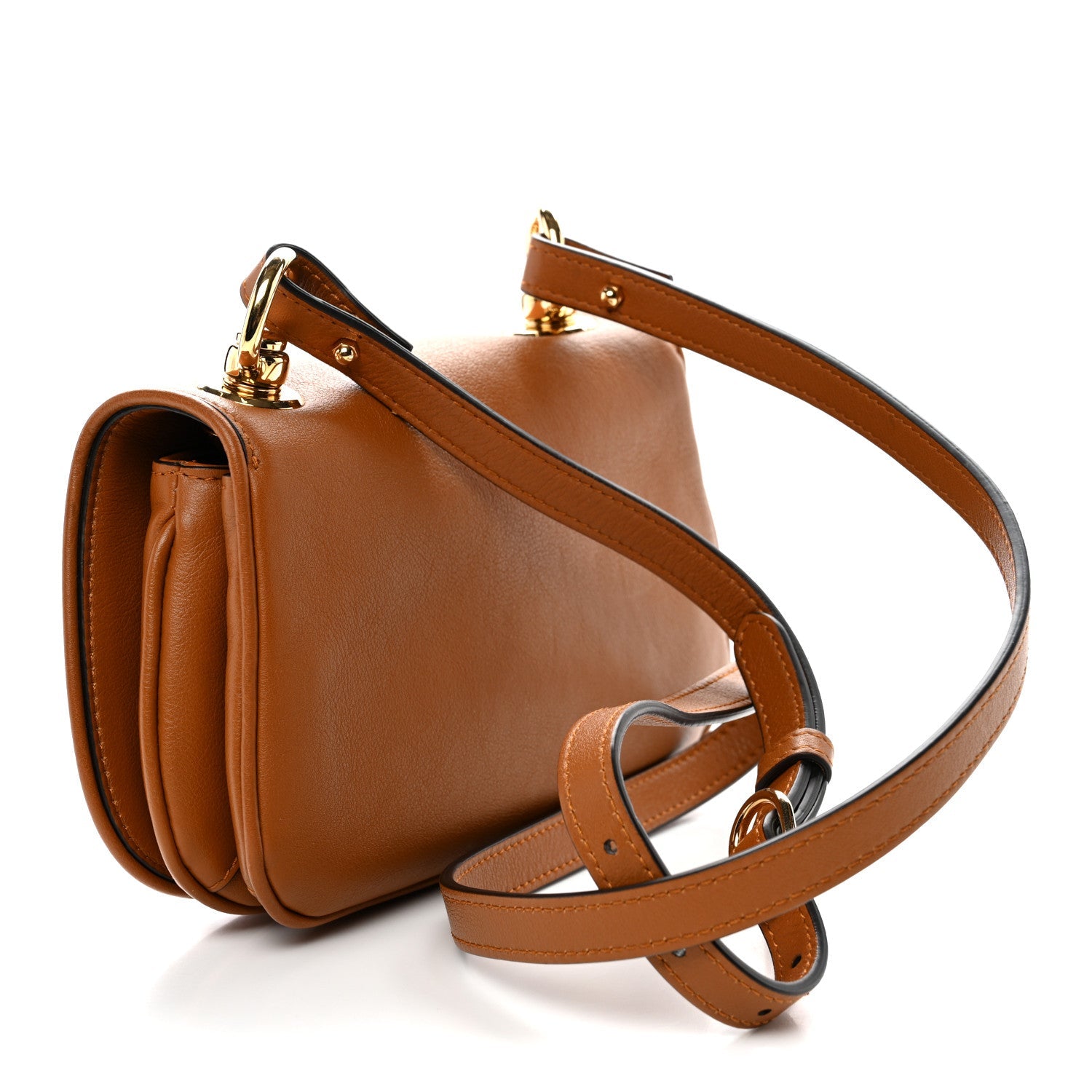 Gucci Roxy Calfskin Web Mini Blondie Shoulder Bag Cognac