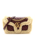 Gucci Azalea Calfskin Wool Matelasse Diagonal Small GG Marmont Shoulder Bag Sand Desert