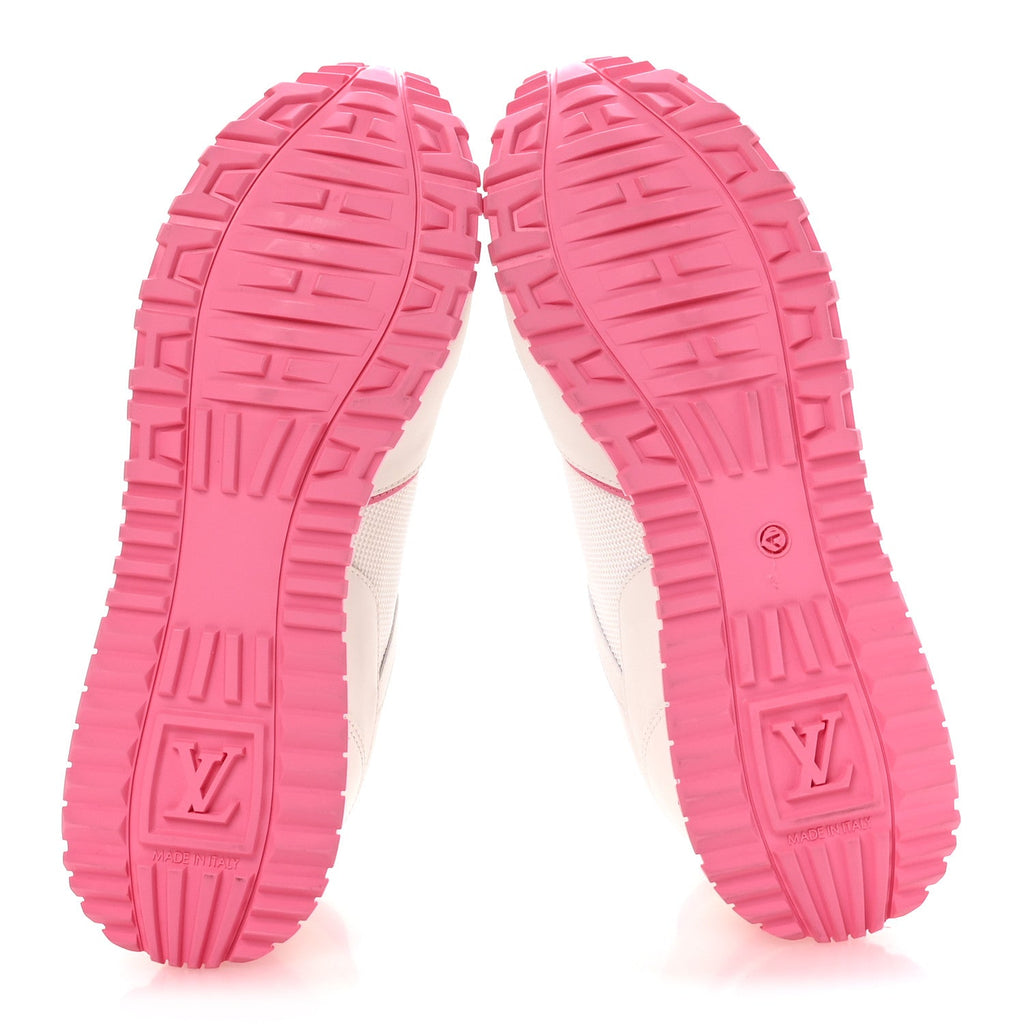 Louis Vuitton Calfskin Monogram Run Away Sneakers 37.5 White Pink