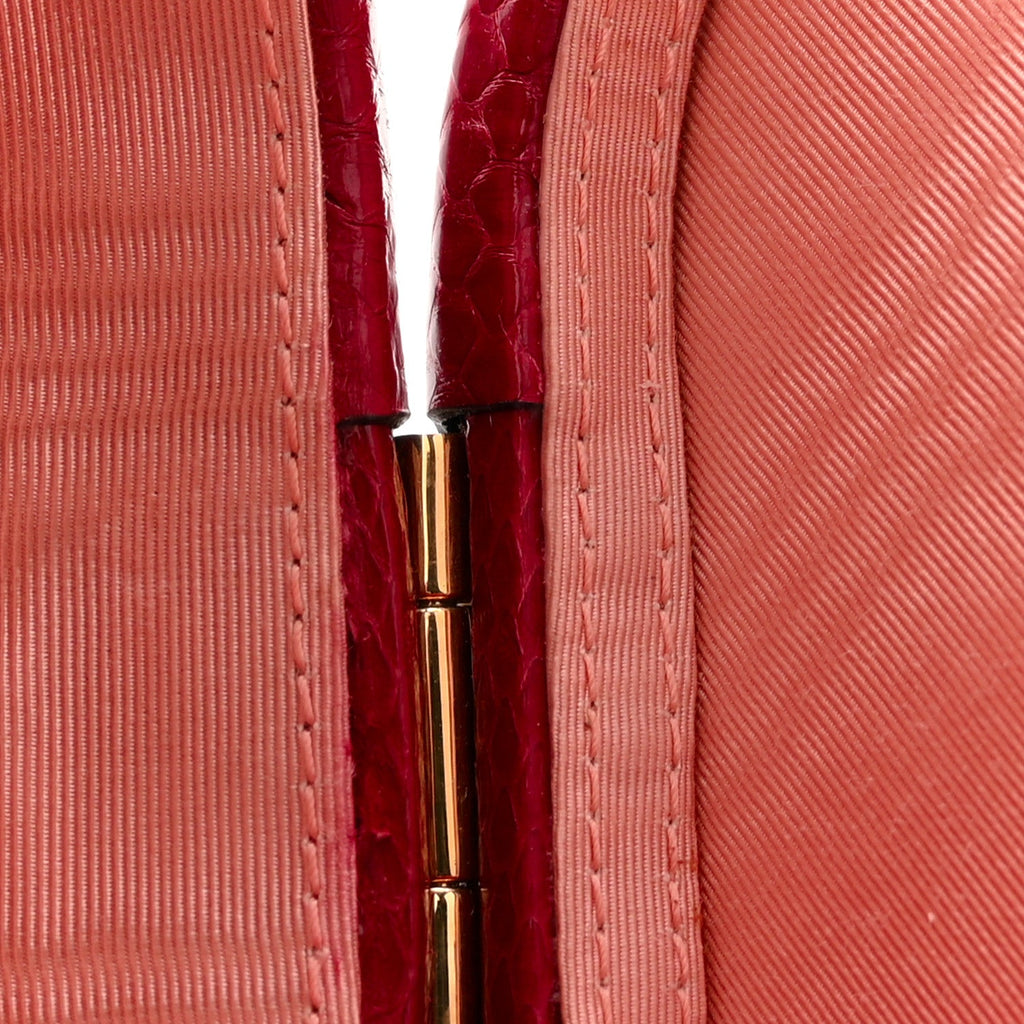 Gucci Snakeskin Broadway Mini Heart Top Handle Bag Rasberry Candy