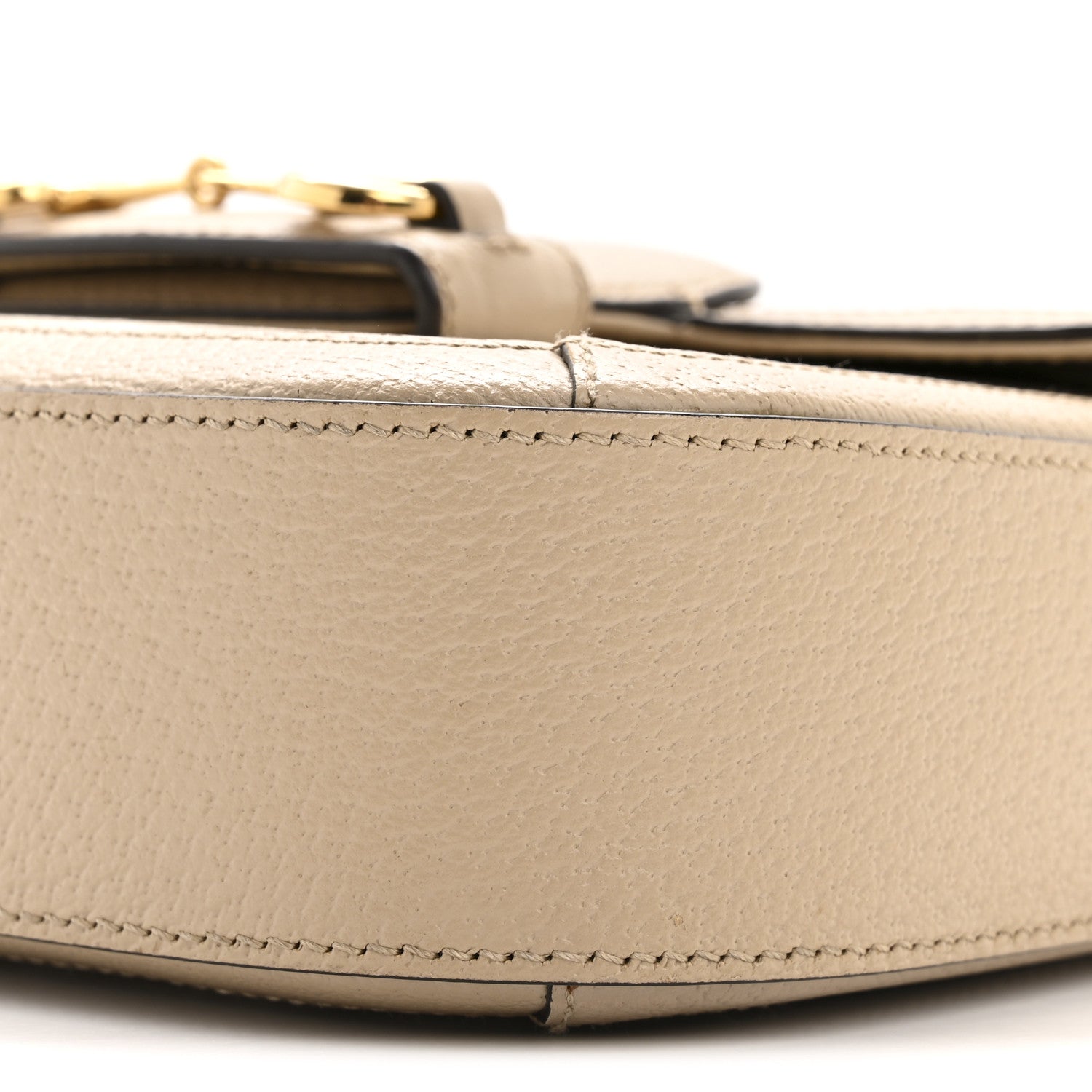 Gucci GG Supreme Monogram Textured Dollar Calfskin Web Mini Horsebit 1955 Shoulder Bag Beige Mystic White Oatmeal