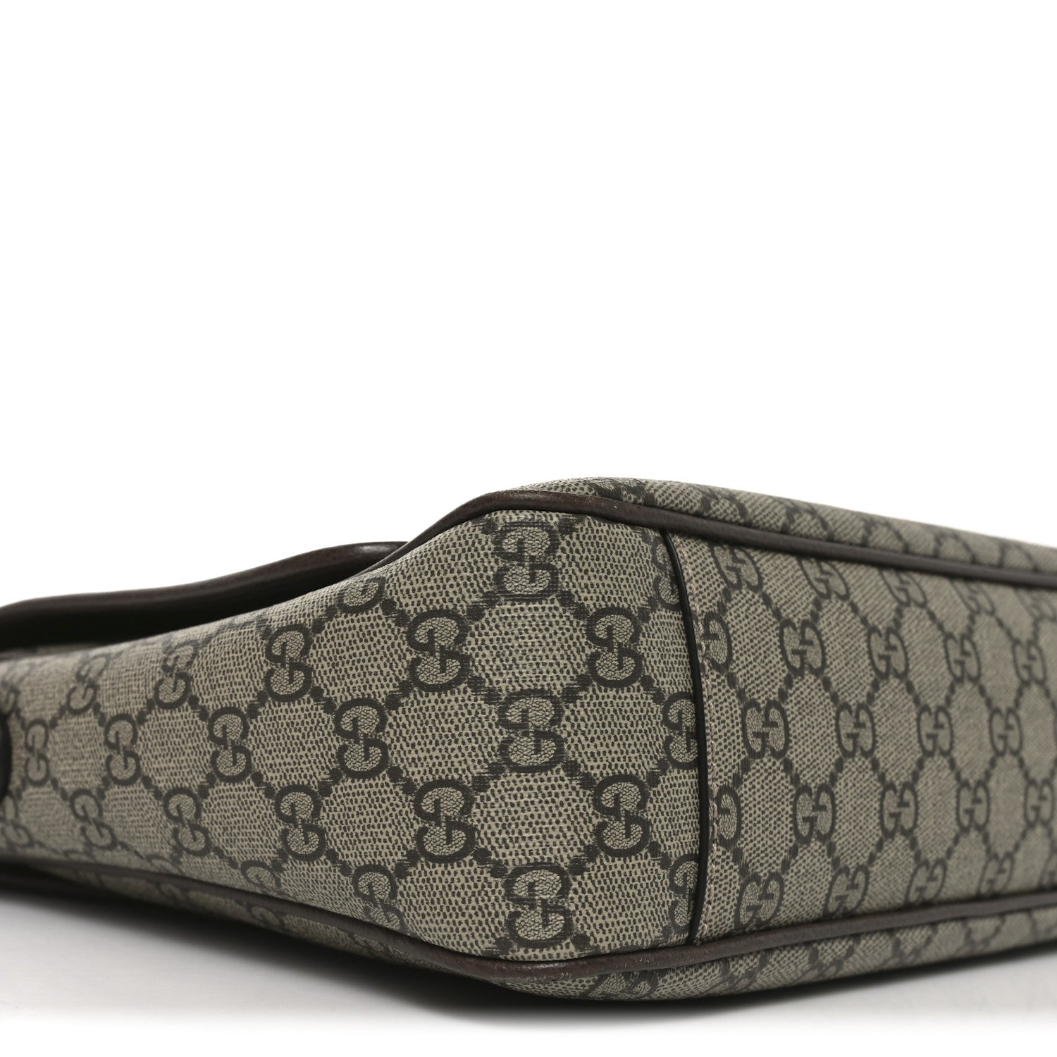 Gucci Tender GG Supreme Monogram Textured Dollar Calfskin Ophidia Messenger Bag Beige Ebony Dark Brown