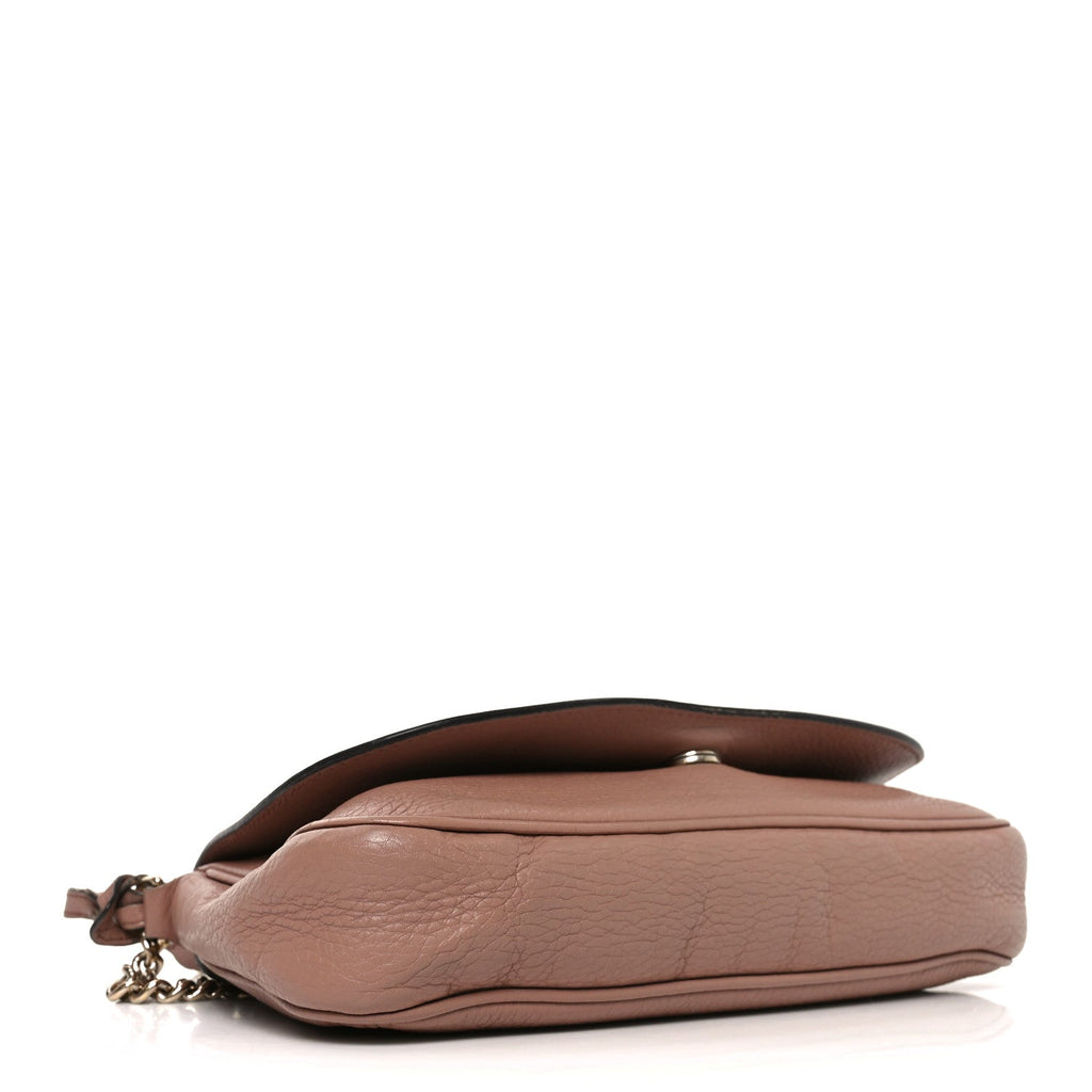 Gucci Pebbled Calfskin Medium Soho Flap Crossbody Pale Pink