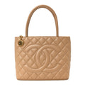 Chanel Caviar Quilted Medallion Tote Beige