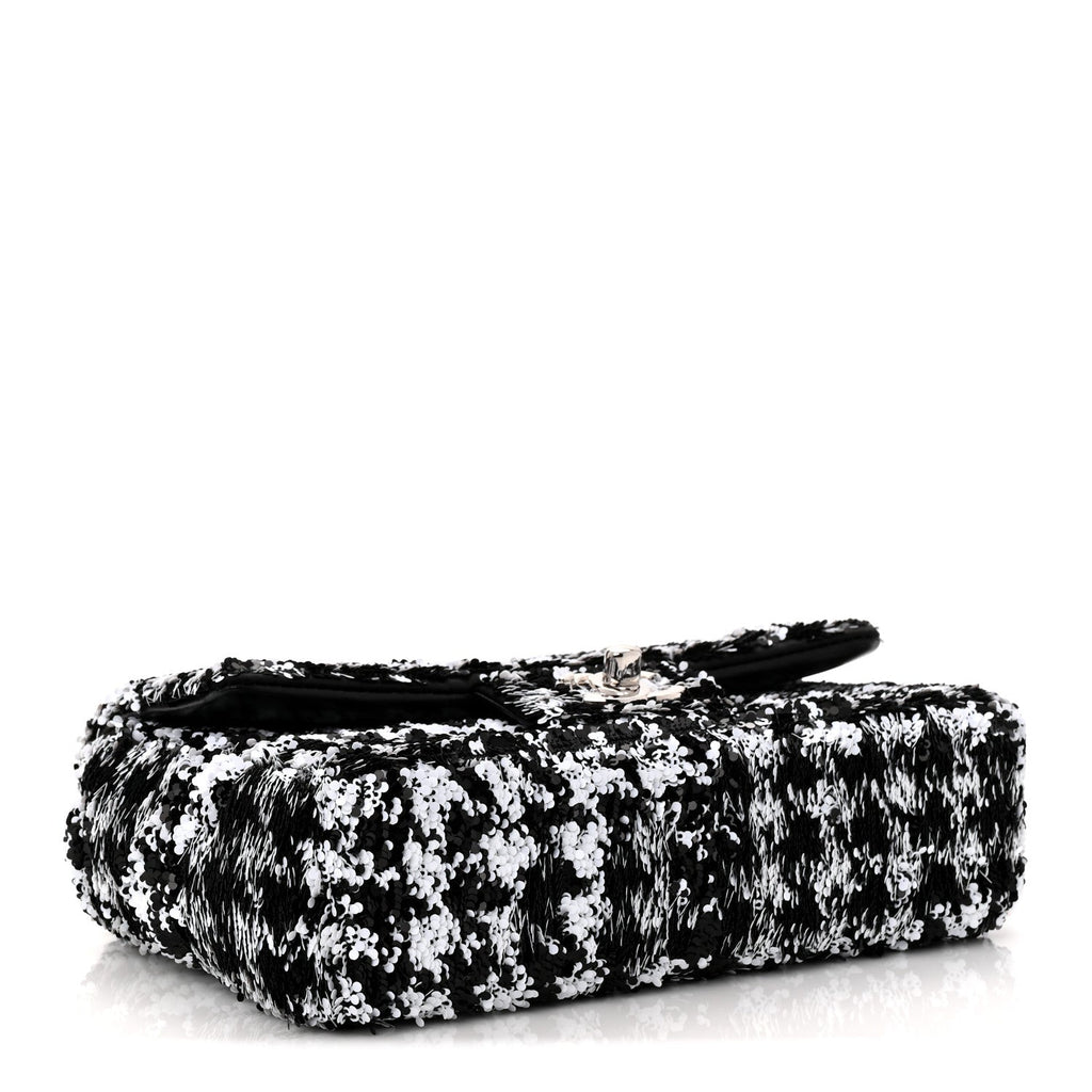 Chanel Sequin Houndstooth Small Flap Black White
