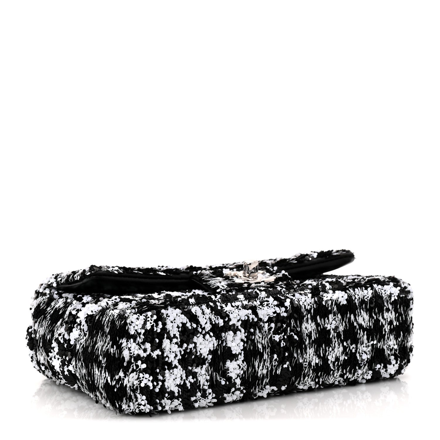 Chanel Sequin Houndstooth Small Flap Black White