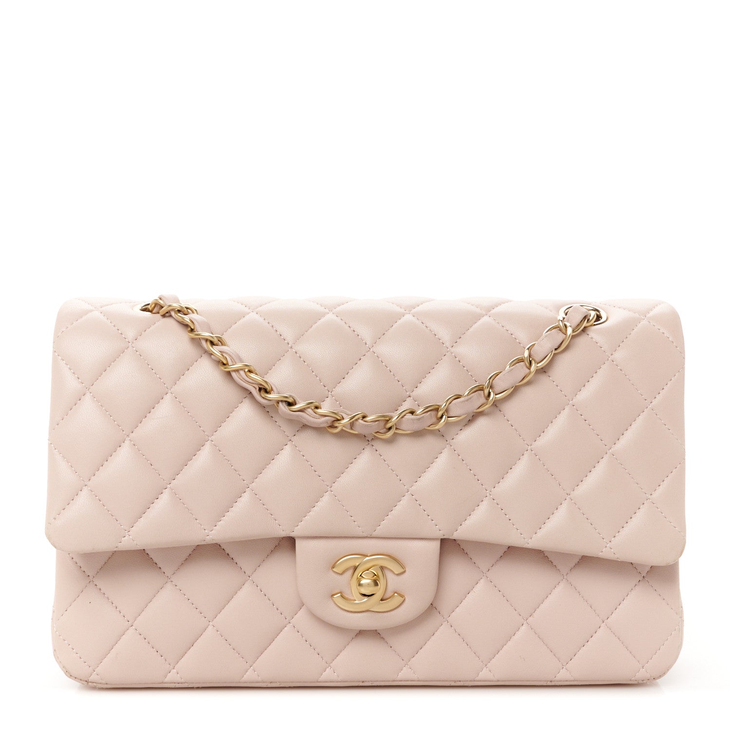 Chanel Lambskin Quilted Medium Double Flap Light Pink