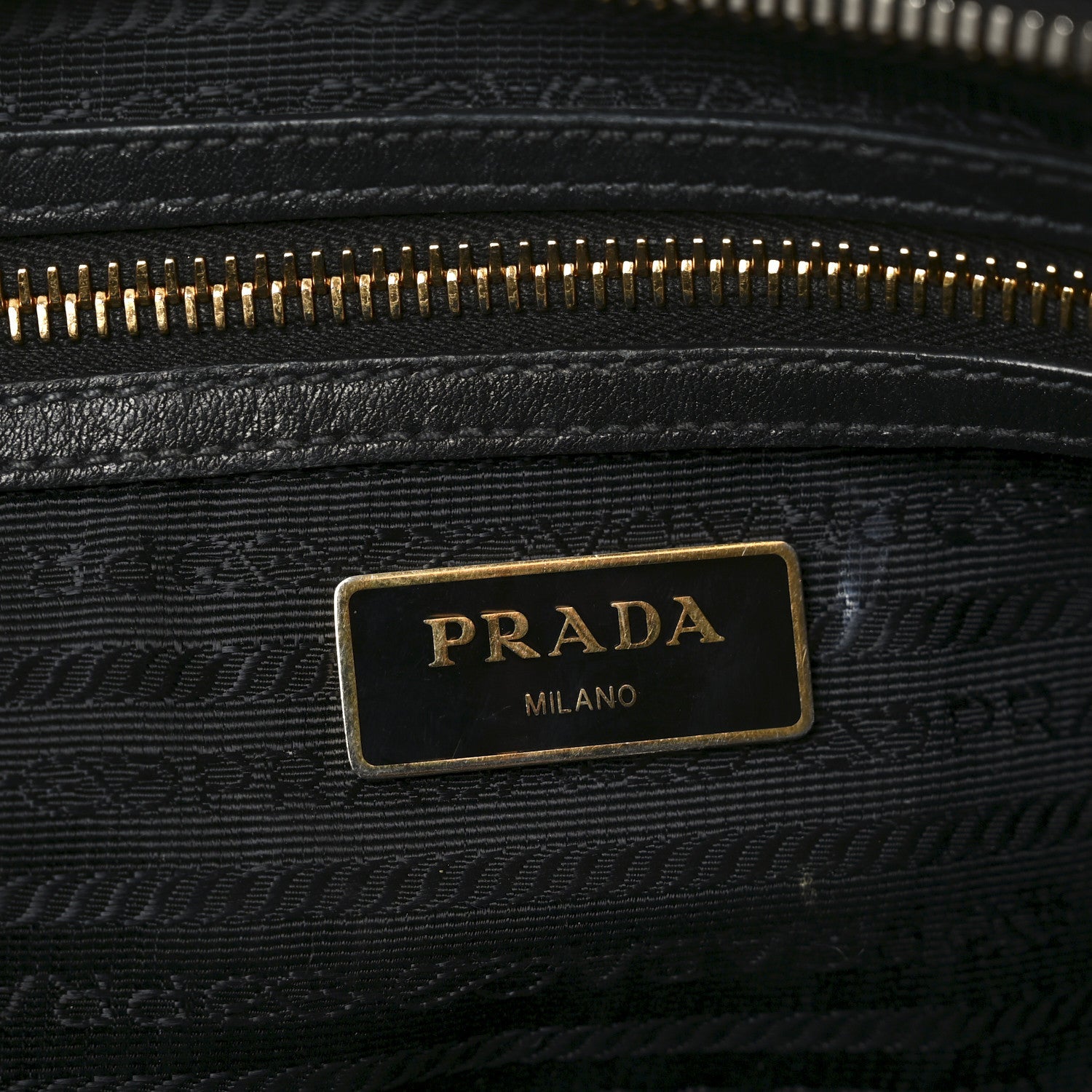 Prada Glace Calfskin Embossed Logo Crossbody Black