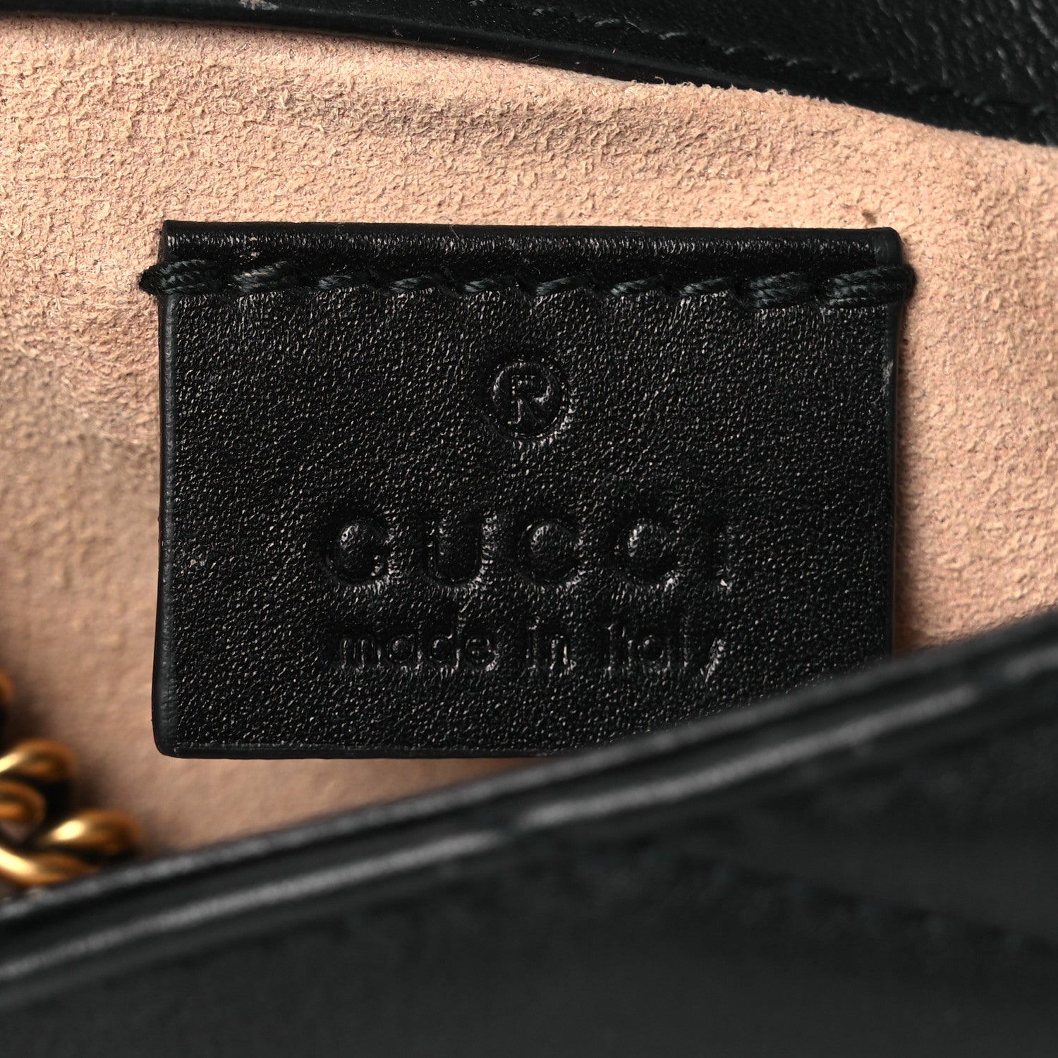 Gucci Calfskin Matelasse Super Mini GG Marmont Shoulder Bag Black