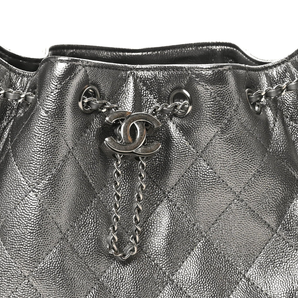 Chanel Metallic Caviar Quilted Small Chanel 25 Handbag Anthracite