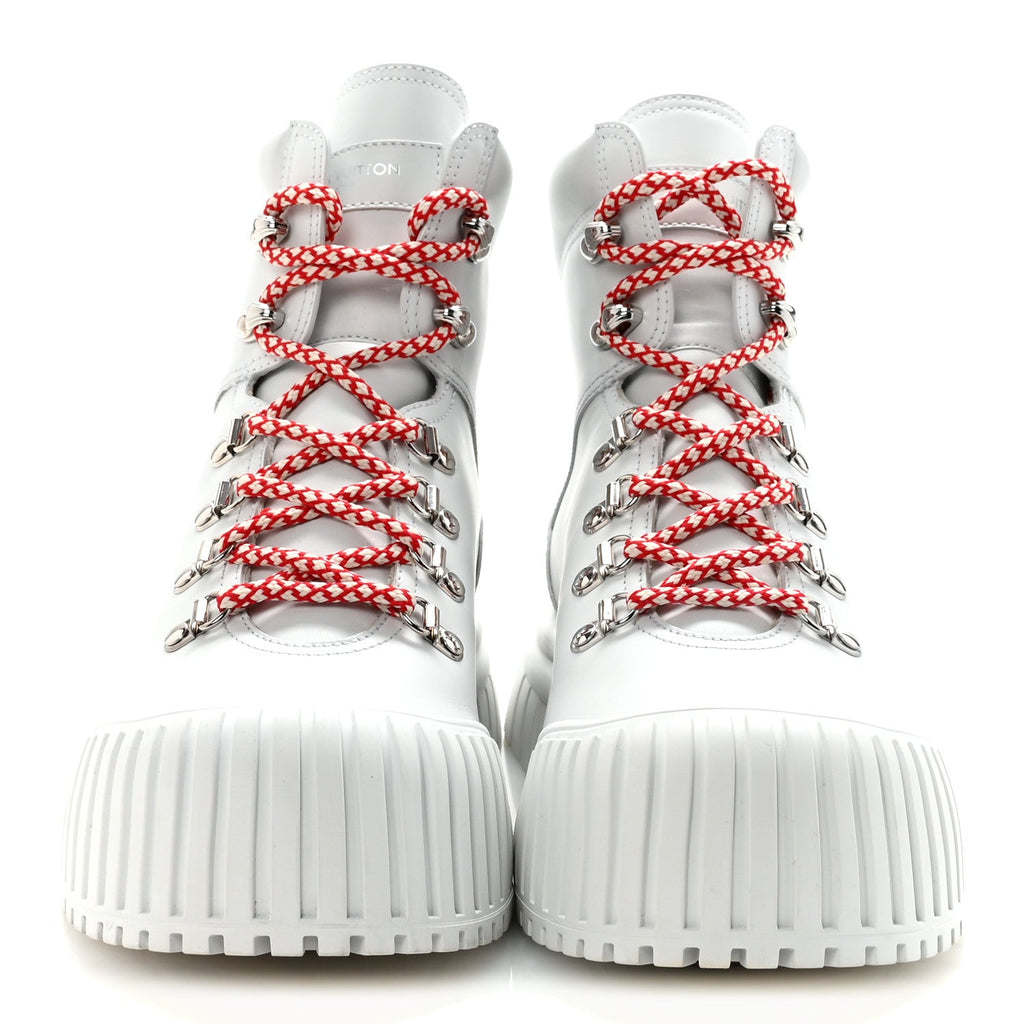 Louis Vuitton Calfskin Ruby Flat Ranger Boots 38 White