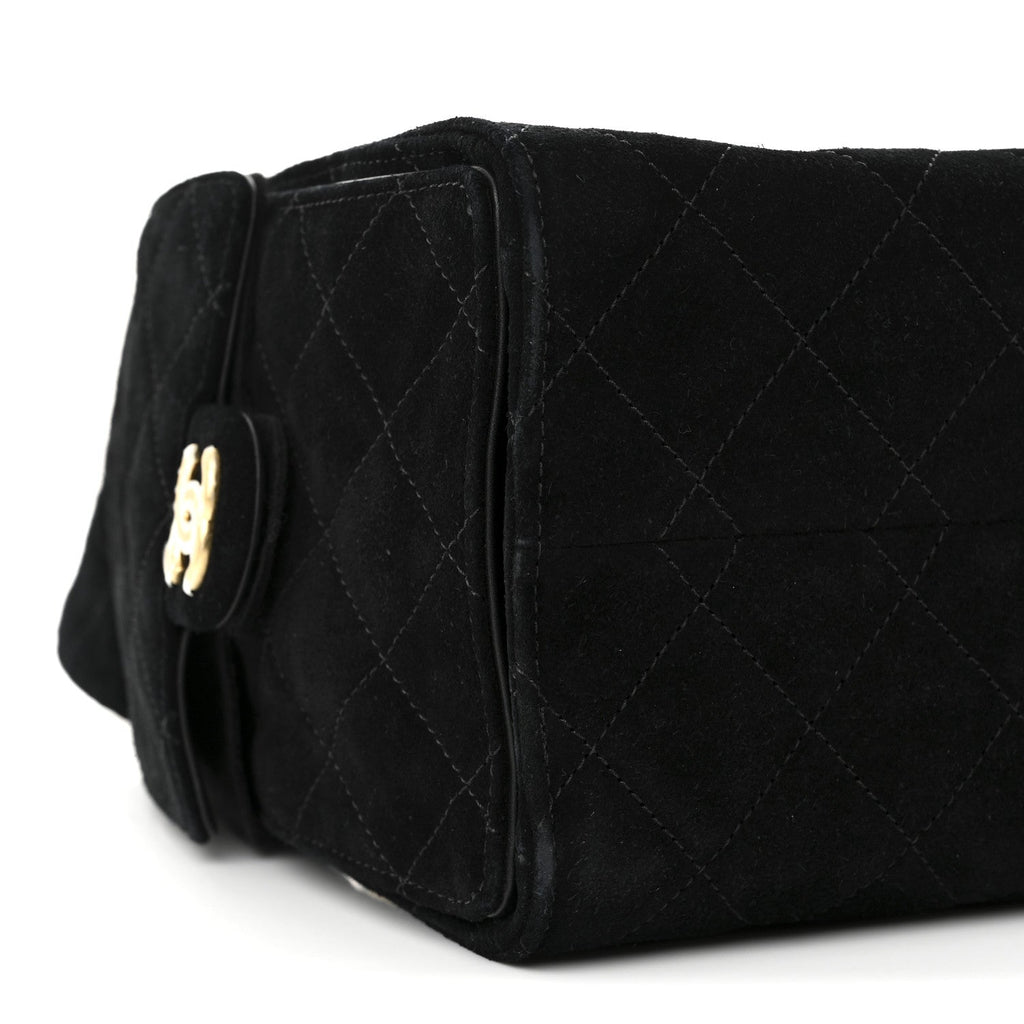 Chanel Suede Quilted Small Chanel 25 Handbag Black