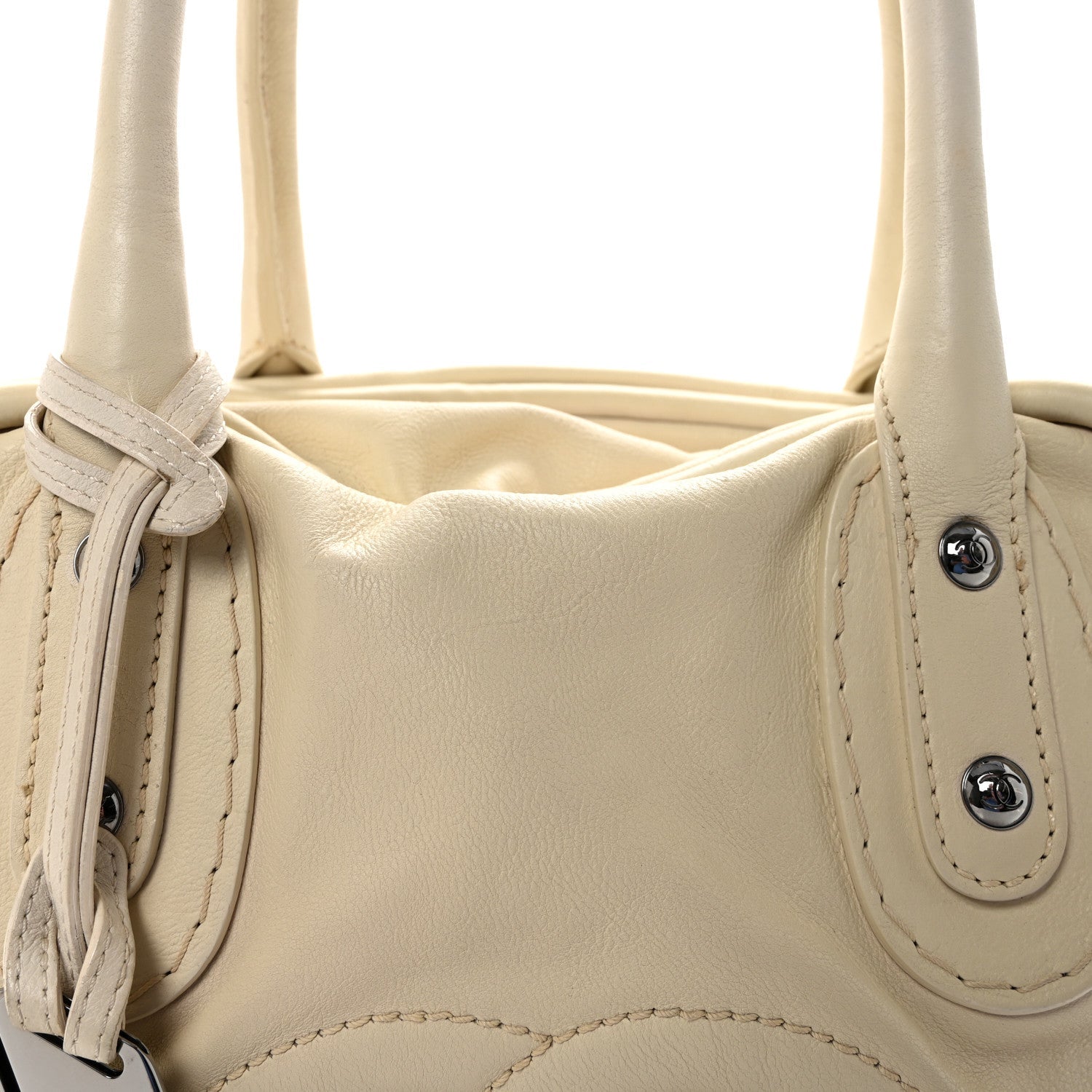 Chanel Calfskin Small CC Bowler White