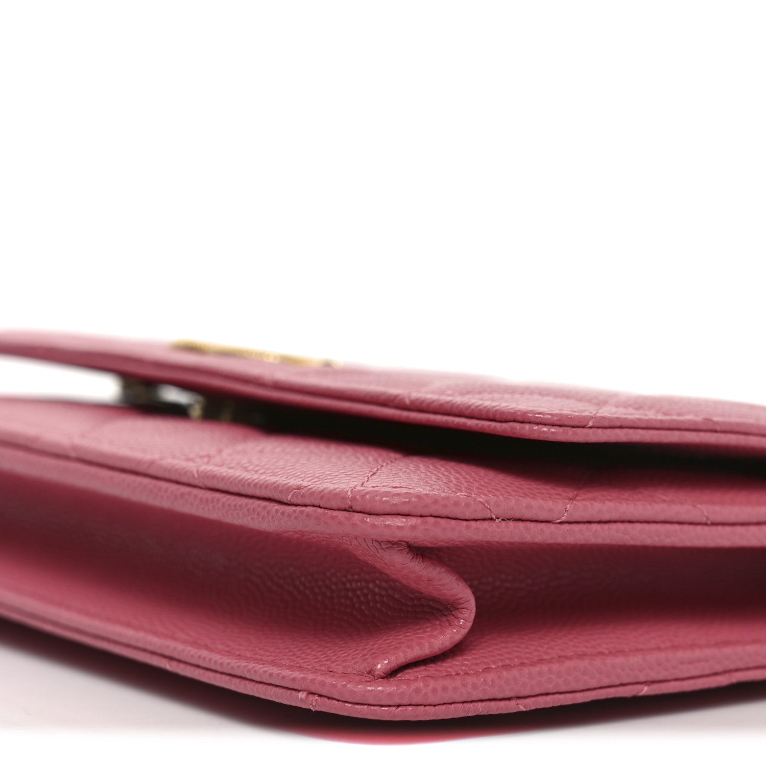 Chanel Caviar Quilted Textured CC Wallet On Chain WOC Pink