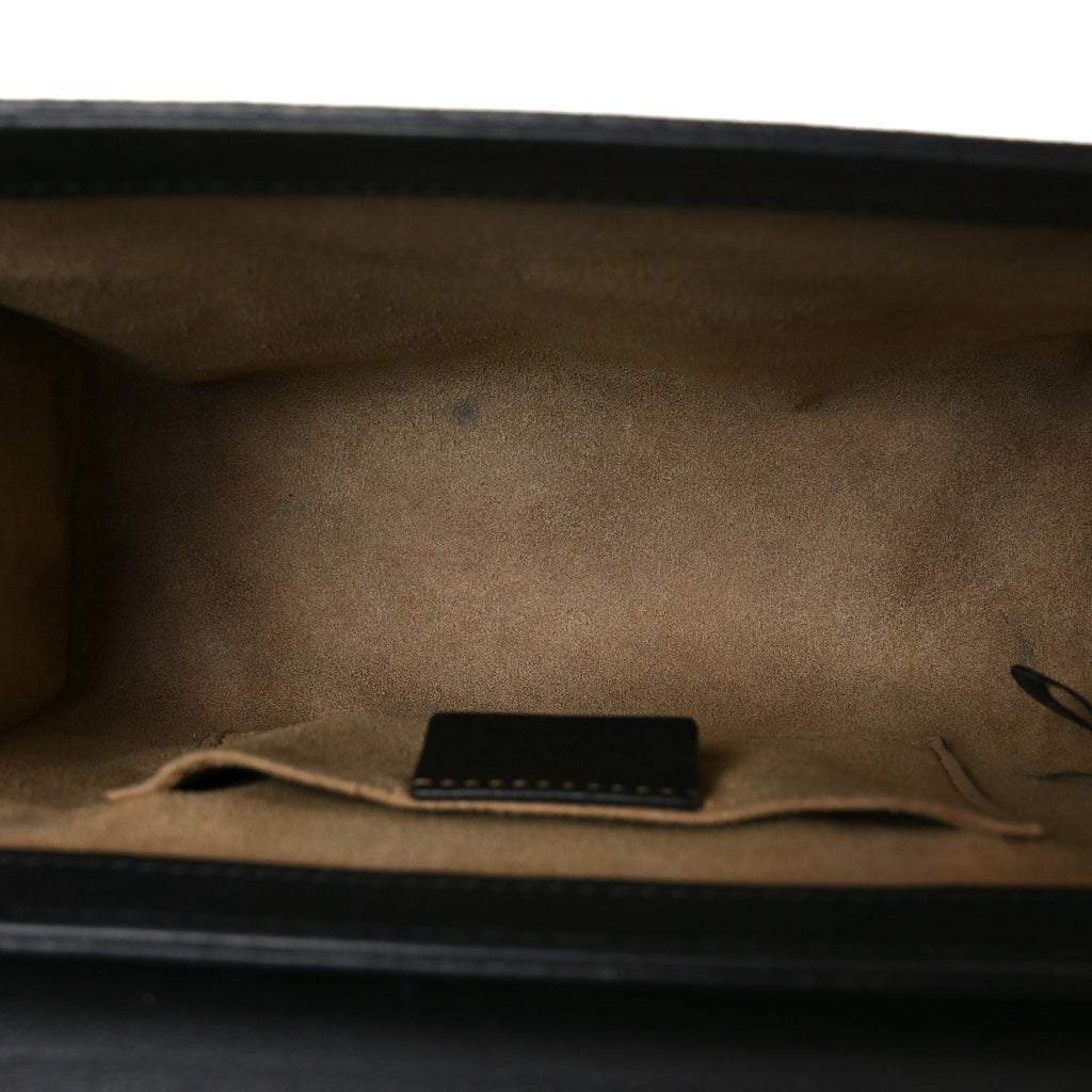 Gucci GG Supreme Monogram Calfskin Small Padlock Shoulder Bag Beige Black Cuir