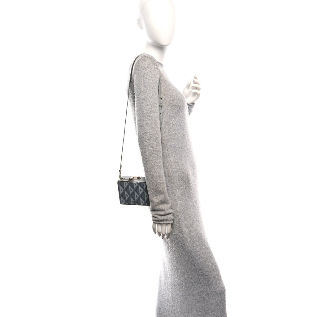 Christian Dior Coated Canvas CD Diamond Lock Mini Case  Gray