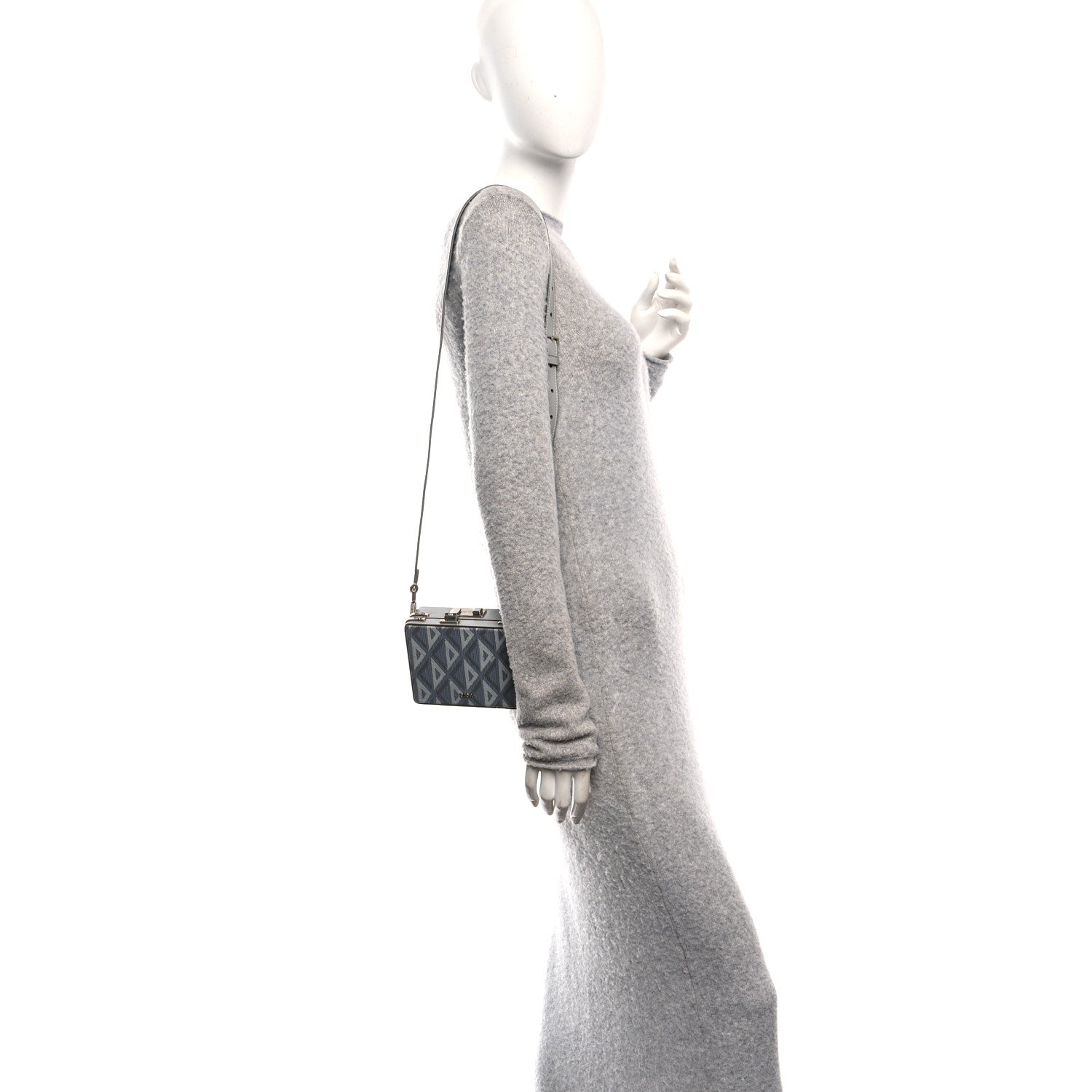 Christian Dior Coated Canvas CD Diamond Lock Mini Case  Gray