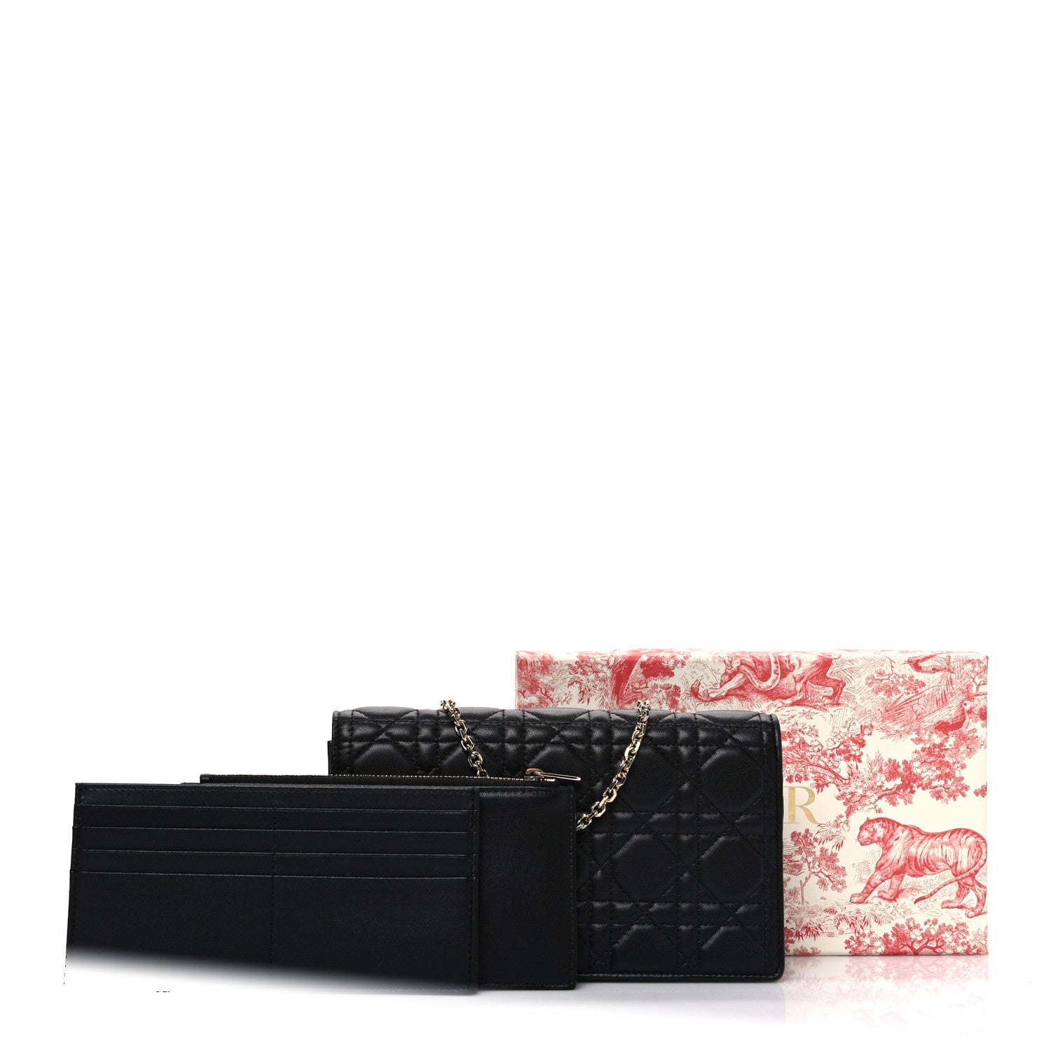 Christian Dior Lambskin Cannage Lady Dior Pouch Black