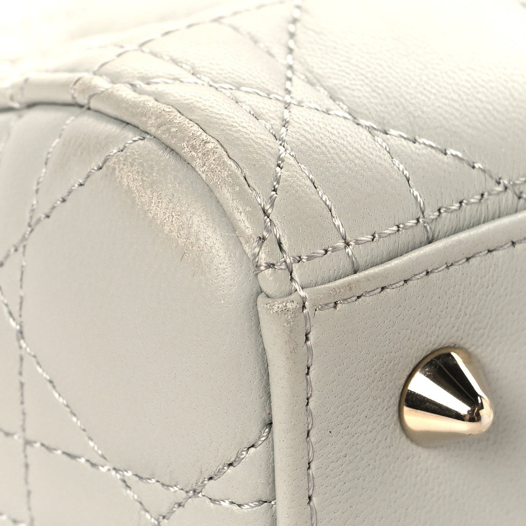 Christian Dior Lambskin Cannage Medium Lady Dior Grey