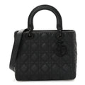 Christian Dior Ultra Matte Calfskin Cannage Medium Lady Dior Black
