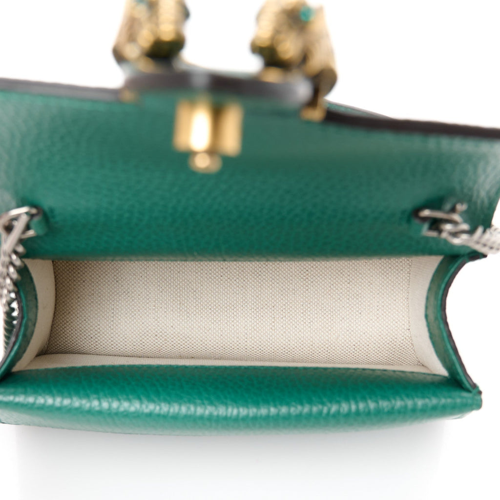 Gucci Dollar Calfskin Crystal Mini Dionysus Top Handle Bag Emerald