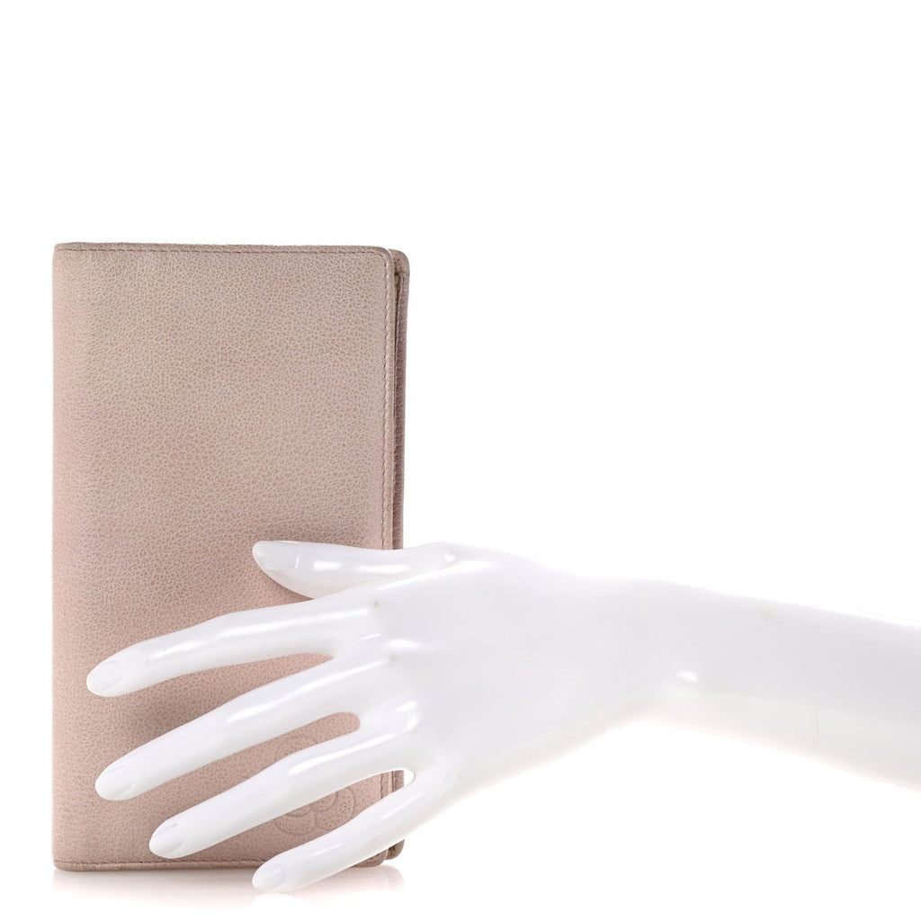 Goatskin Camellia Yen Wallet Pink