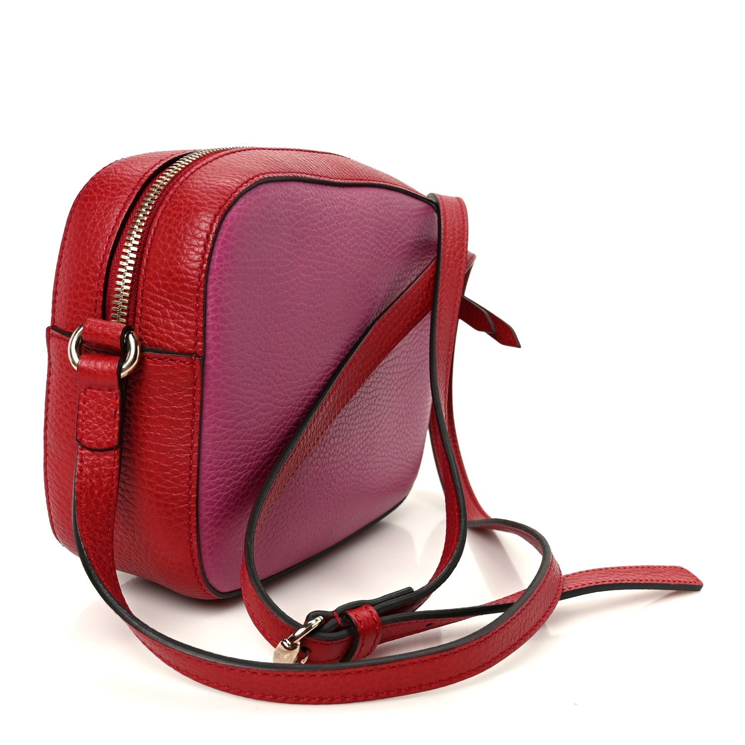 Gucci Dollar Calfskin Bi-Color Small Soho Disco Bag New Rosette Hibiscus Red