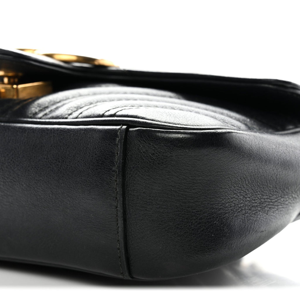 Gucci Calfskin Matelasse Mini GG Marmont Shoulder Bag Black