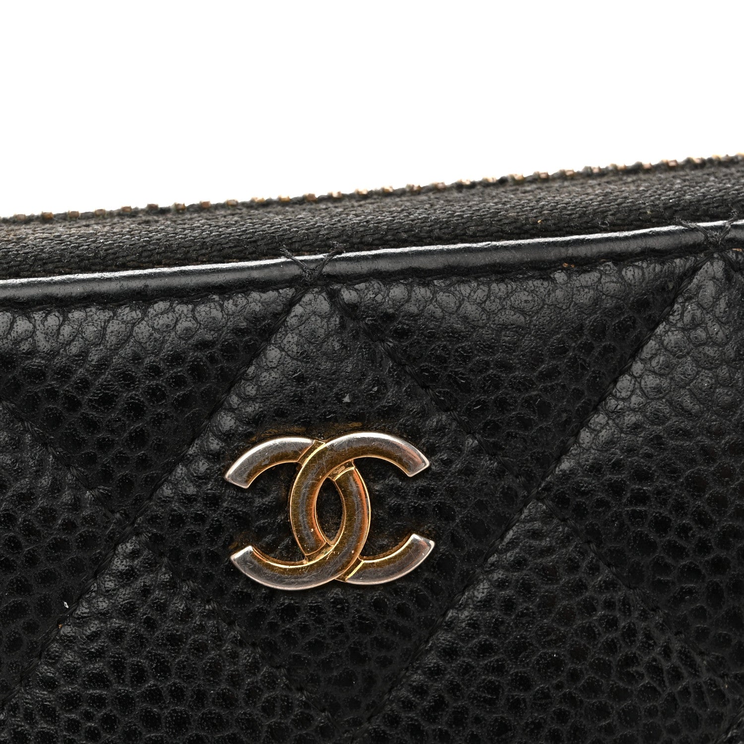 Caviar Quilted Large Gusset Zip Around Wallet Black