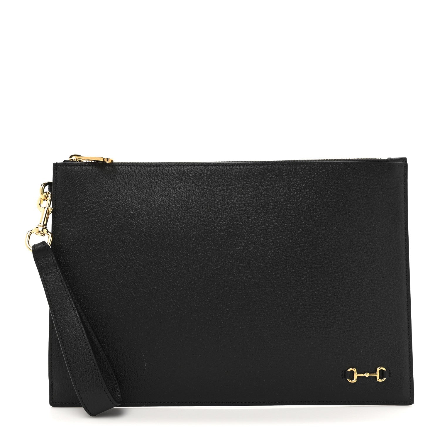 Gucci Calfskin Horsebit 1955 Wristlet Pouch Black