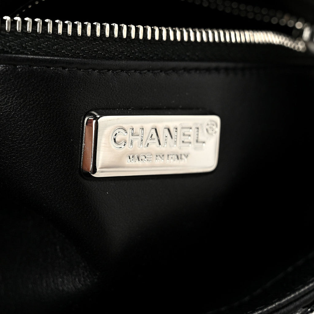 Chanel Sequin Quilted Small Single Flap Silver Black
