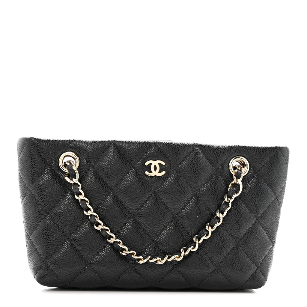 Chanel Caviar Quilted Classic Clutch Tote With Chain Black