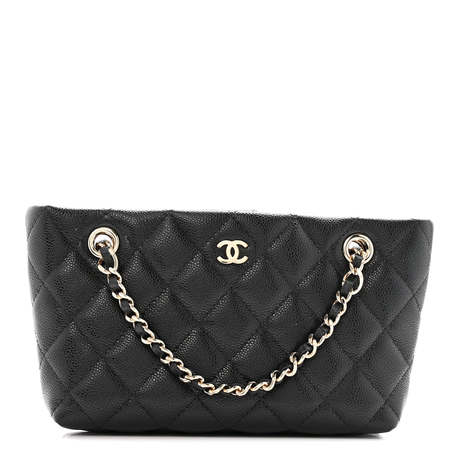 Chanel Caviar Quilted Classic Clutch Tote With Chain Black