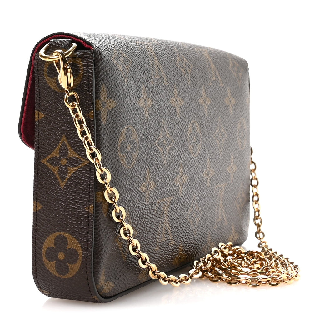 Louis Vuitton Monogram Pochette Felicie Chain Wallet Fuchsia