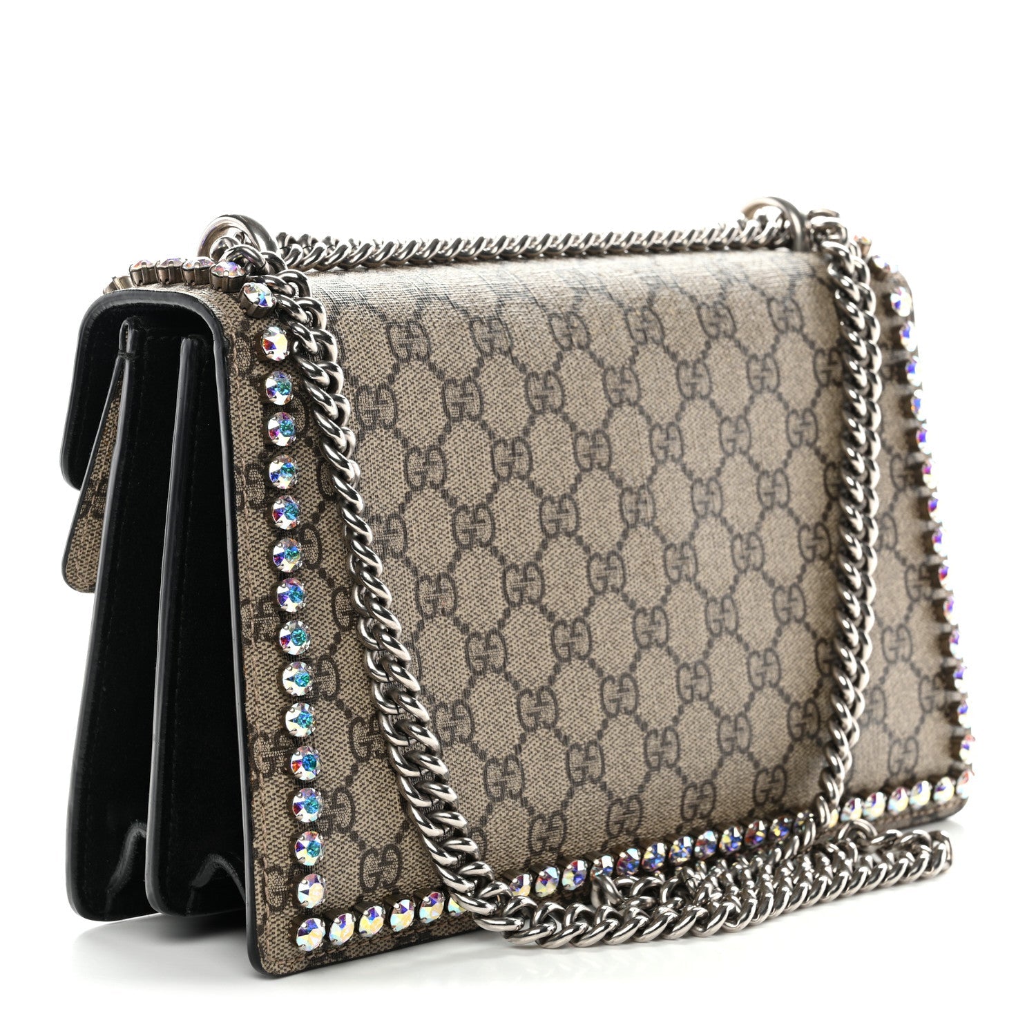 Gucci GG Supreme Monogram Crystal Small Dionysus Shoulder Bag Black