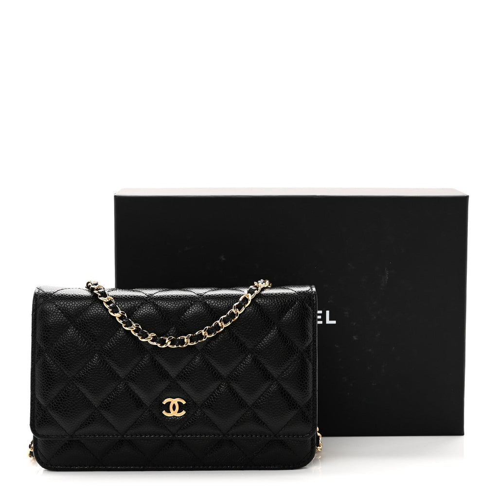 Chanel Caviar Quilted Wallet on Chain WOC Black