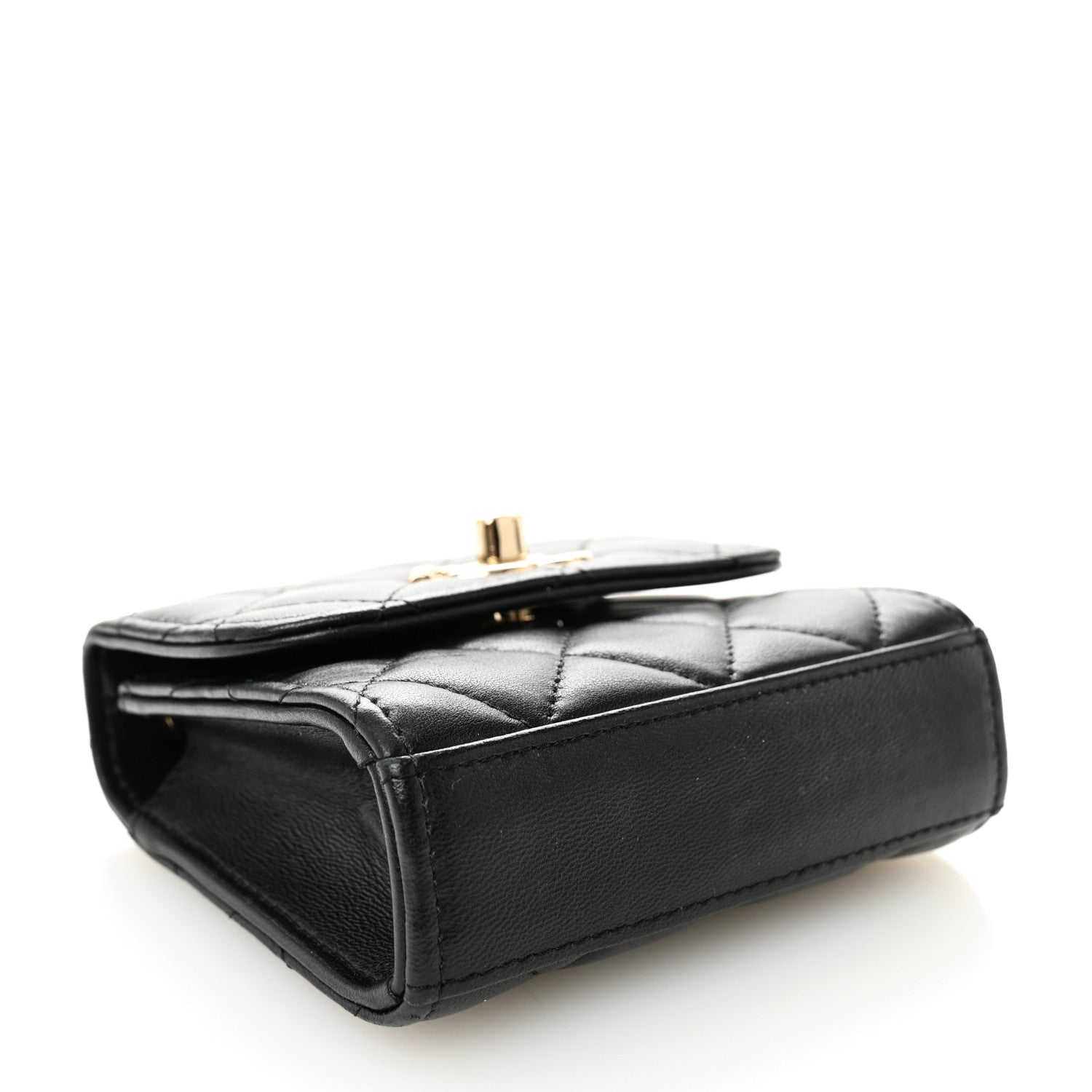 Chanel Lambskin Quilted Trendy CC Card Holder On Chain Black