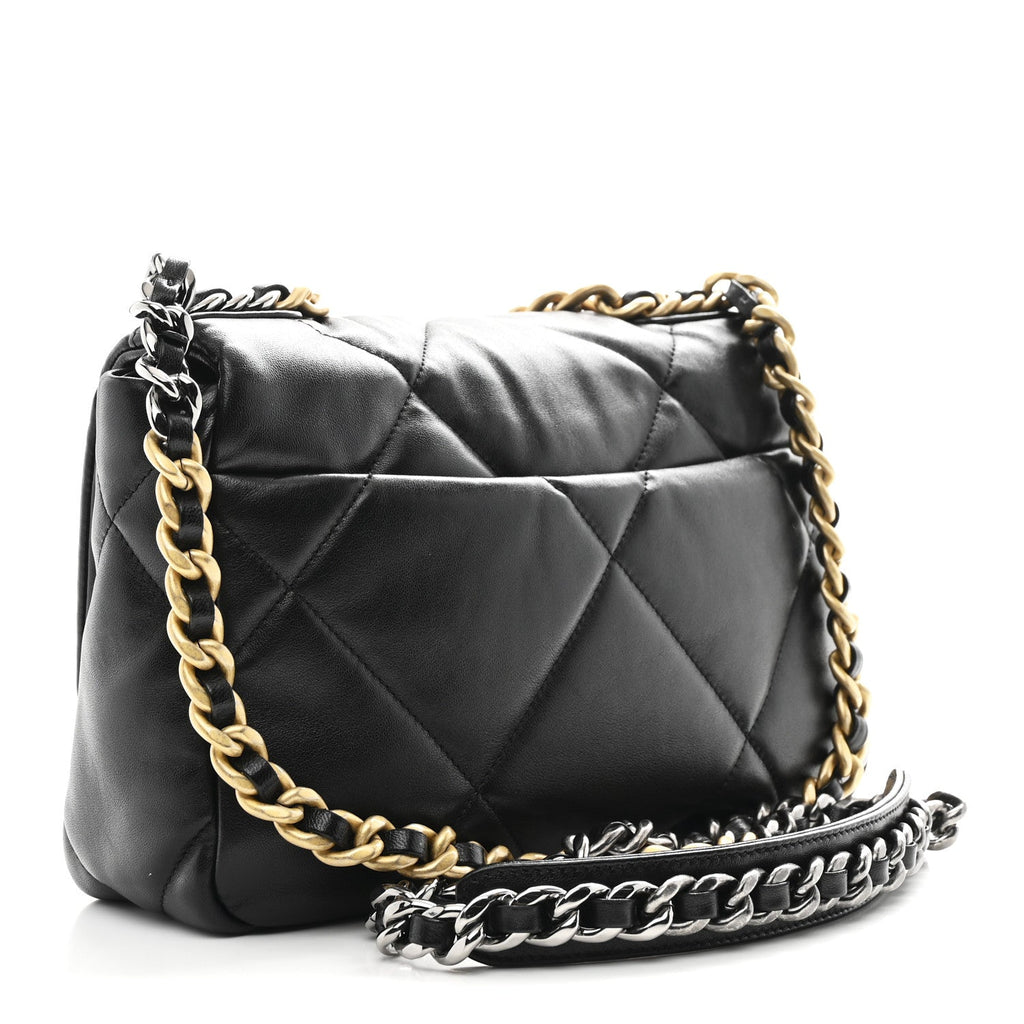 Chanel Lambskin Quilted Medium Chanel 19 Flap Black