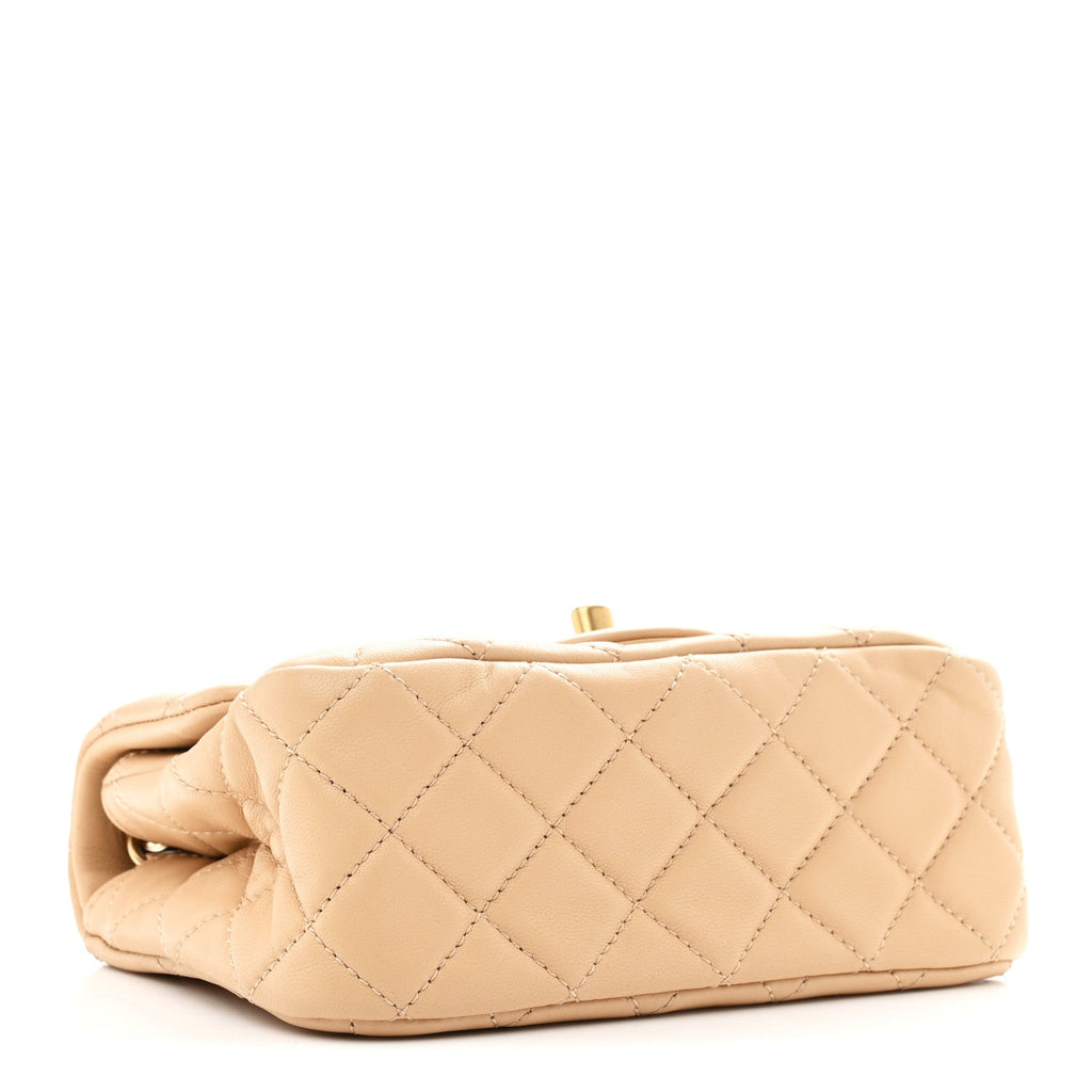 Chanel Lambskin Quilted Mini Pearl Crush Flap Beige