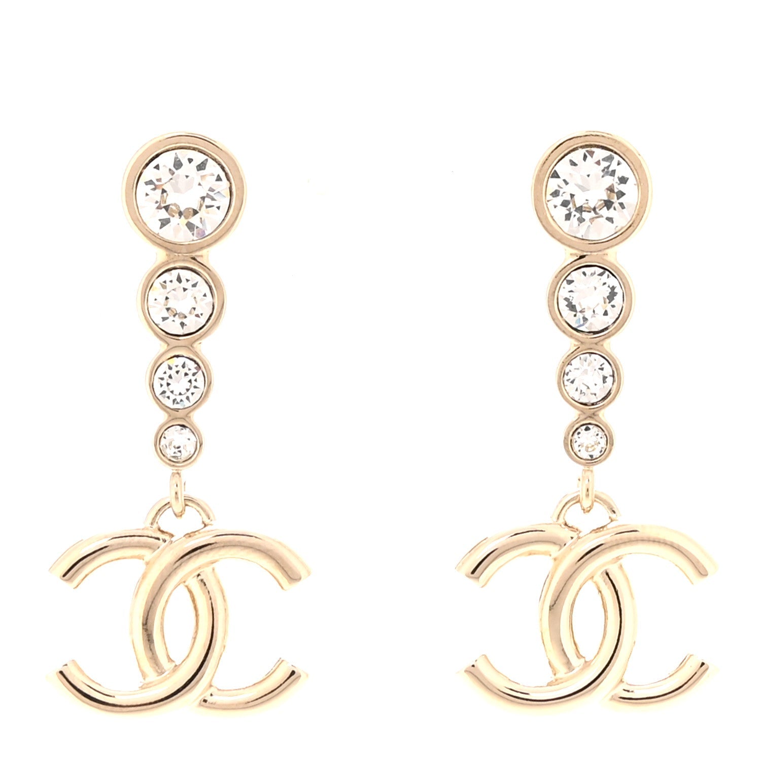 Crystal CC Drop Earrings Gold