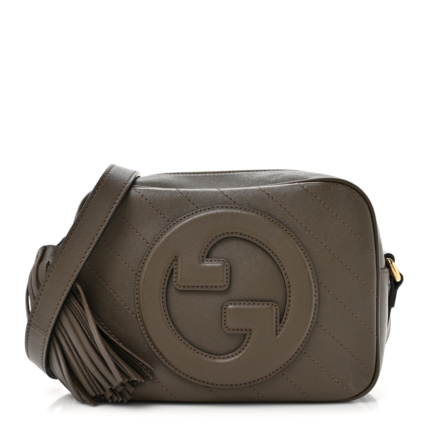 Gucci Sakai Be Green Calfskin Diagonal Stitched Small Blondie Shoulder Bag Craclet Brown