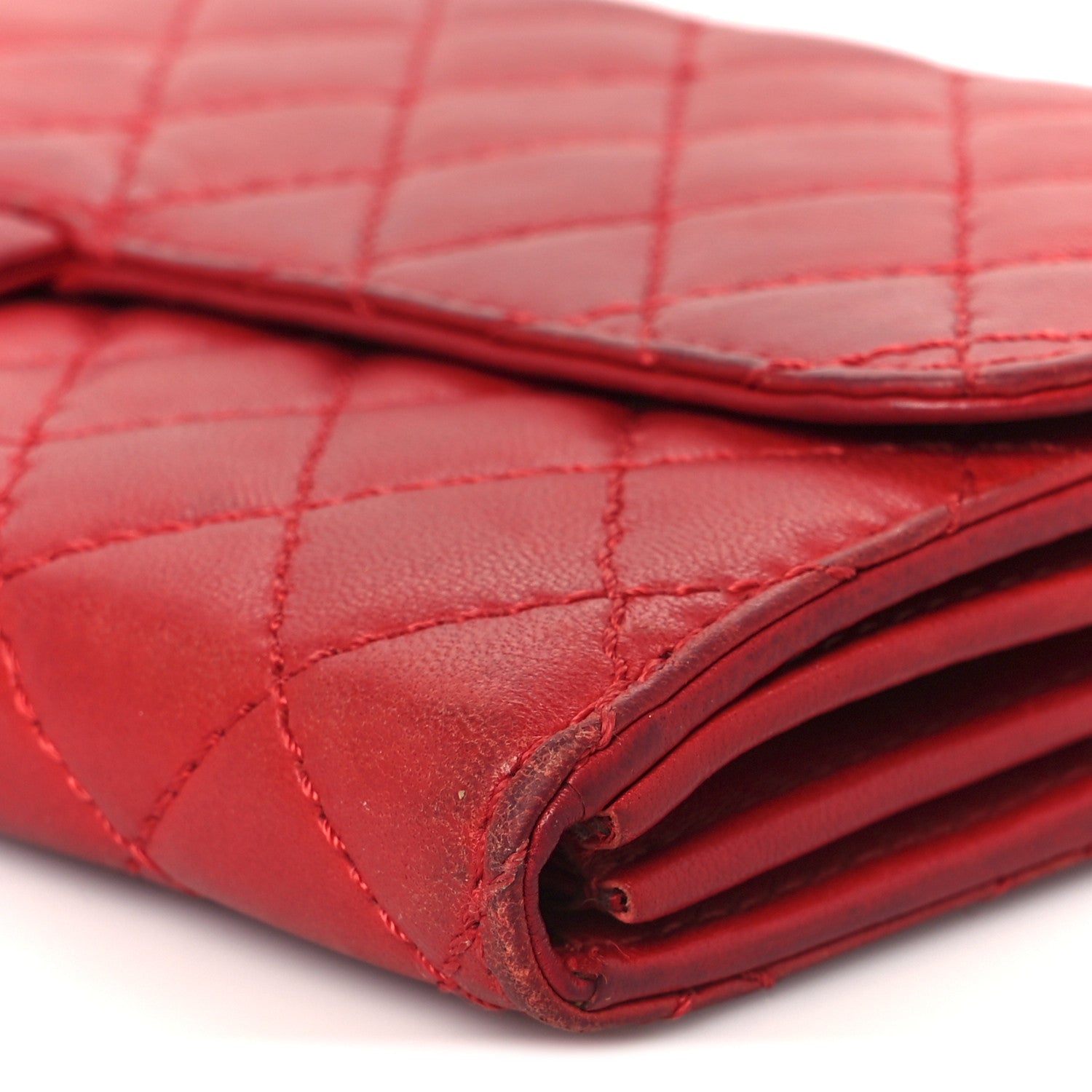 Chanel Lambskin Quilted Chain Clutch Flap Red