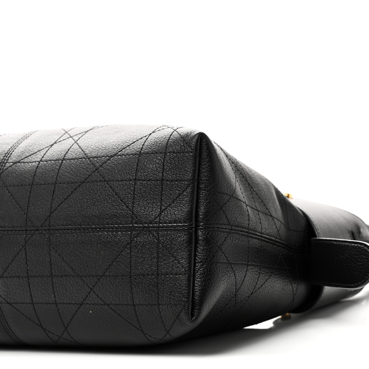 Christian Dior Grained Calfskin Flat Macrocannage Medium Voyage Bag Black