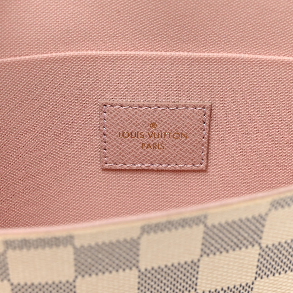 Louis Vuitton Damier Azur Pochette Felicie Chain Wallet Rose Ballerine