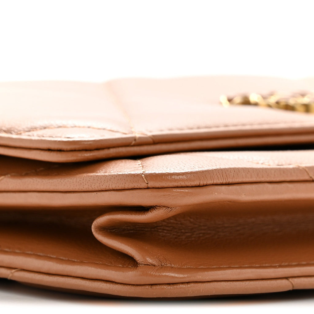 Chanel Lambskin Quilted Chanel 19 Wallet On Chain WOC Brown