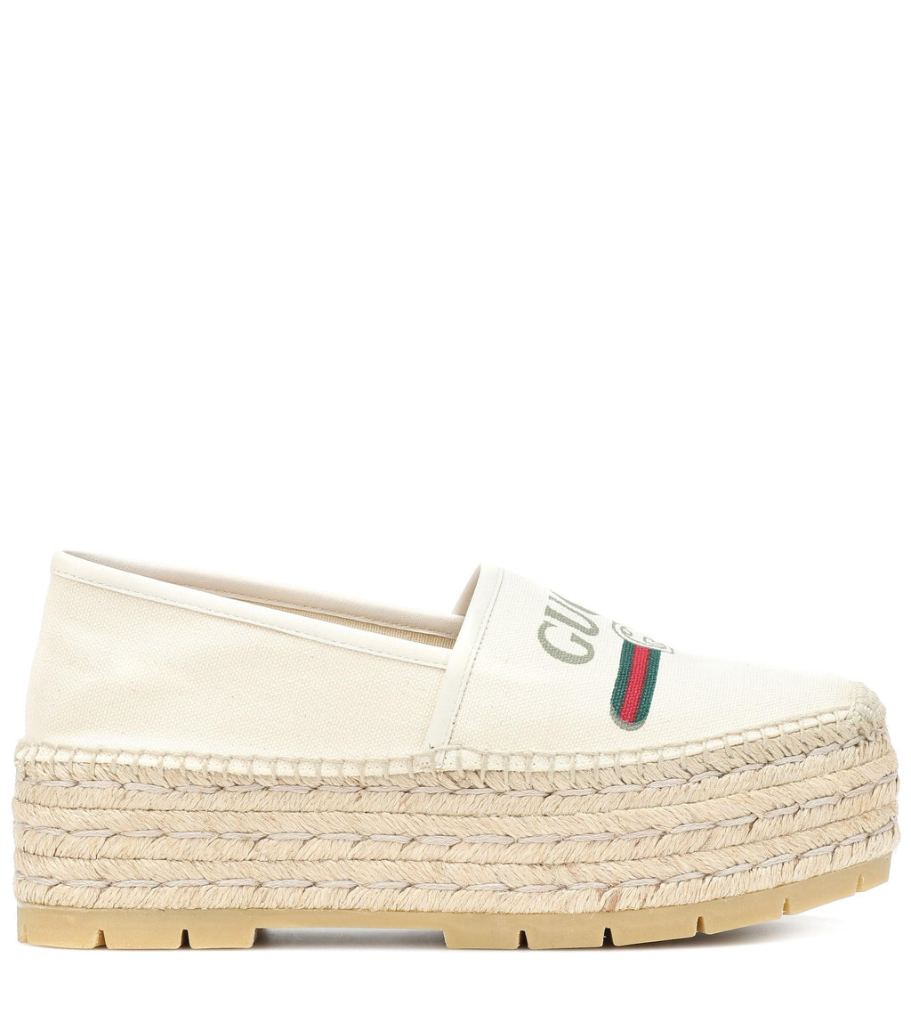 Gucci Logo Platform Canvas Espadrilles